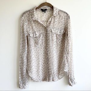 Paige Sheer Floral Button Down Shirt sz Small